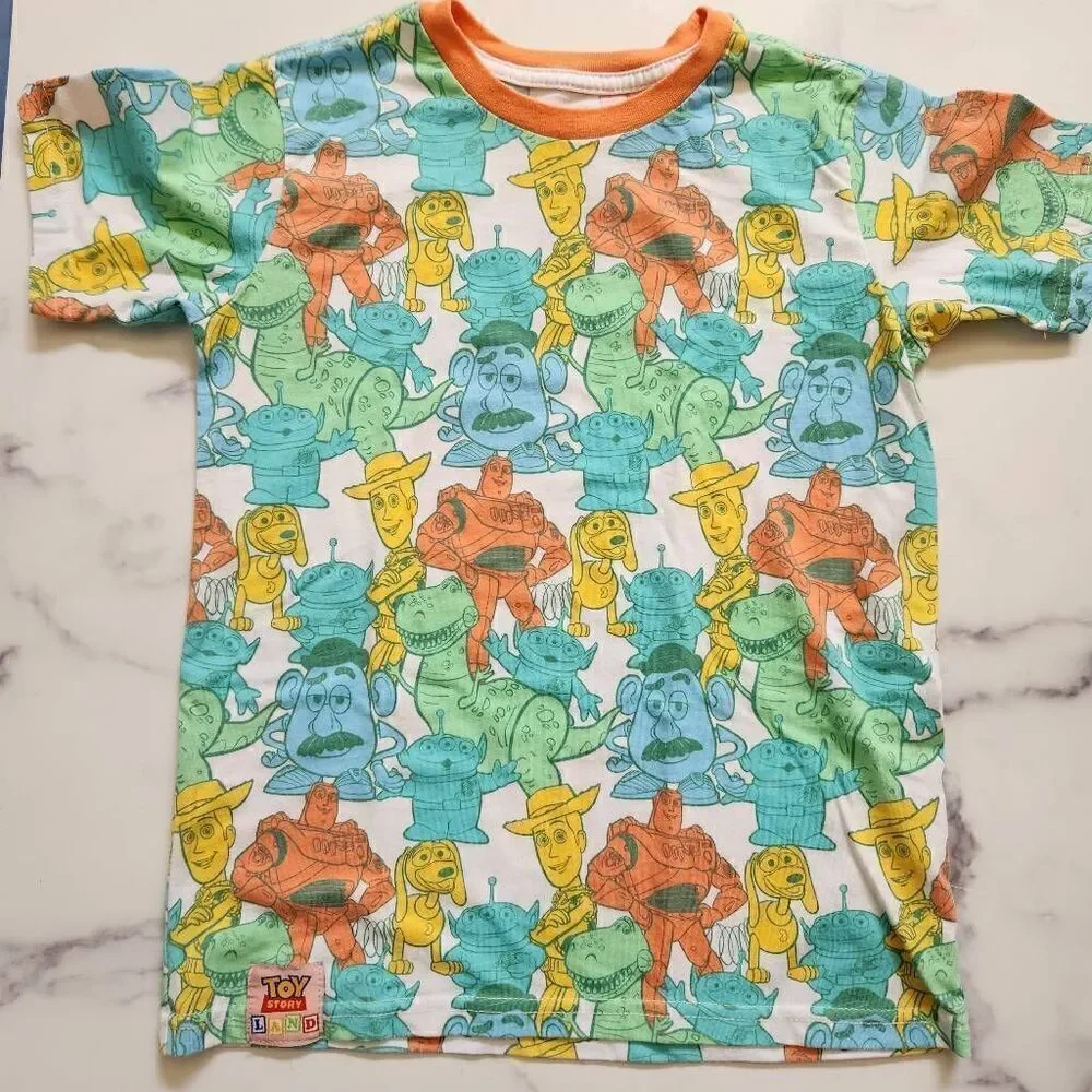 Disney M 7/8 Toy Story neon t-shirt Disneyworld colorful cartoon Woody potato he